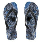 Abstract Blauw en zwart Intricate Fractal Teenslippers (Voetbed)