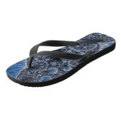 Abstract Blauw en zwart Intricate Fractal Teenslippers (Schuin)