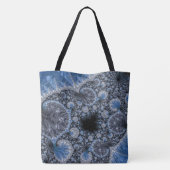 Abstract Blauw en zwart Intricate Fractal Tote Bag (Achterkant)