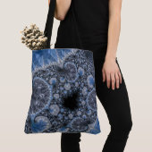 Abstract Blauw en zwart Intricate Fractal Tote Bag (Dichtbij)
