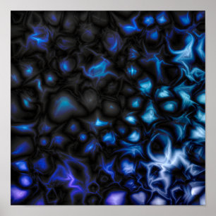 Abstract blauw en zwart patroon poster