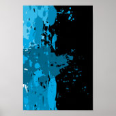 Abstract blauw en zwart Poster van de Verf (Voorkant)
