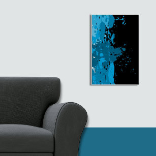 Abstract blauw en zwart Poster van de Verf