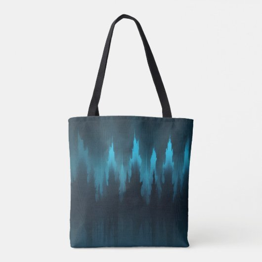 abstract blauw en zwart spitspatroon tote bag (Achterkant)