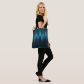 abstract blauw en zwart spitspatroon tote bag (Op model)