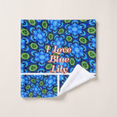 Abstract blauw Floral Patroon Bad Handdoek (Wasdoekje)