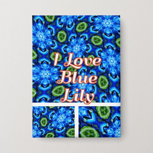 Abstract blauw Floral Patroon Button (Voorkant)