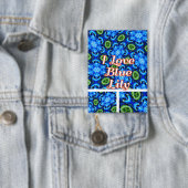 Abstract blauw Floral Patroon Button (Insitu)