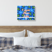Abstract blauw Floral Patroon Canvas Afdruk (Insitu (Slaapkamer))