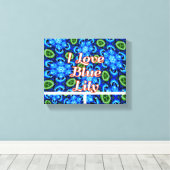 Abstract blauw Floral Patroon Canvas Afdruk (Insitu (Houten vloer))