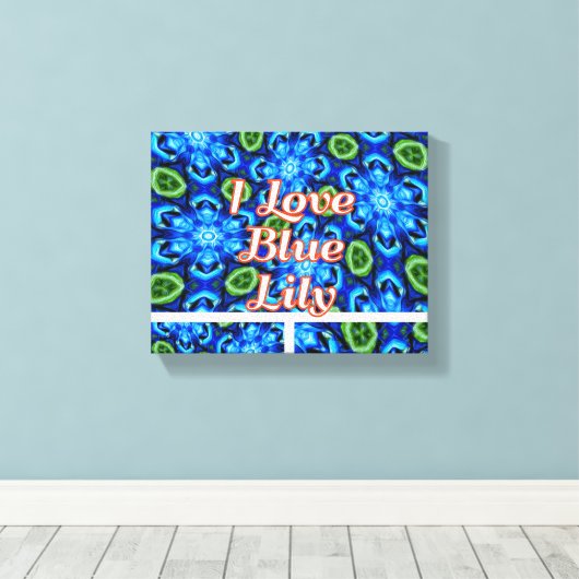 Abstract blauw Floral Patroon Canvas Afdruk (Insitu (Houten vloer))