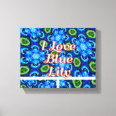 Abstract blauw Floral Patroon Canvas Afdruk (Voorkant)