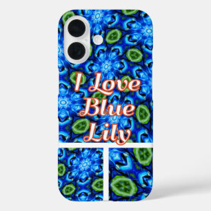 Abstract blauw Floral Patroon iPhone 16 Hoesje