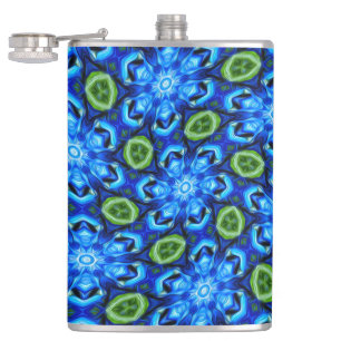 Abstract blauw Floral Patroon Heupfles