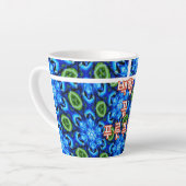 Abstract blauw Floral Patroon Latte Mok (Linkerhoek)