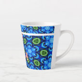 Abstract blauw Floral Patroon Latte Mok (Rechts)