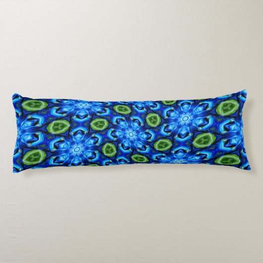 Abstract blauw Floral Patroon Lichaamskussen (Achterkant)