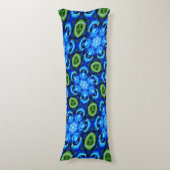 Abstract blauw Floral Patroon Lichaamskussen (Voorkant Verticaal)