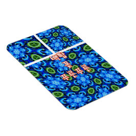 Abstract blauw Floral Patroon Magneet