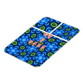 Abstract blauw Floral Patroon Magneet (Linkerzijde)
