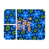 Abstract blauw Floral Patroon Magneet (Horizontaal)