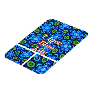 Abstract blauw Floral Patroon Magneet