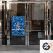 Abstract blauw Floral Patroon Raamsticker (Kantoordeur)
