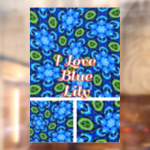 Abstract blauw Floral Patroon Raamsticker (Vel 2)