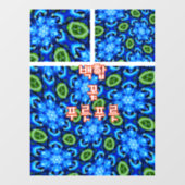 Abstract blauw Floral Patroon Raamsticker (Vel)