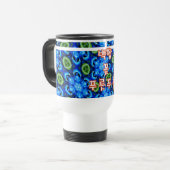 Abstract blauw Floral Patroon Reisbeker (Voorkant links)