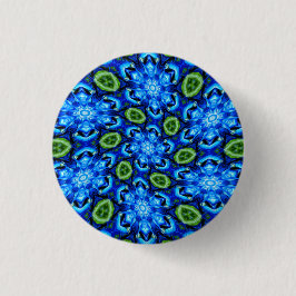 Abstract blauw Floral Patroon Ronde Button 3,2 Cm