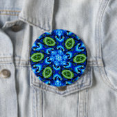 Abstract blauw Floral Patroon Ronde Button 4,0 Cm (In situ)