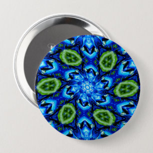 Abstract blauw Floral Patroon Ronde Button 4,0 Cm