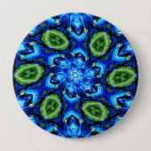 Abstract blauw Floral Patroon Ronde Button 4,0 Cm (Voorkant)
