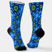 Abstract blauw Floral Patroon Sokken (Gebogen)