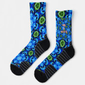 Abstract blauw Floral Patroon Sokken (Links)