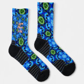 Abstract blauw Floral Patroon Sokken (Rechts)