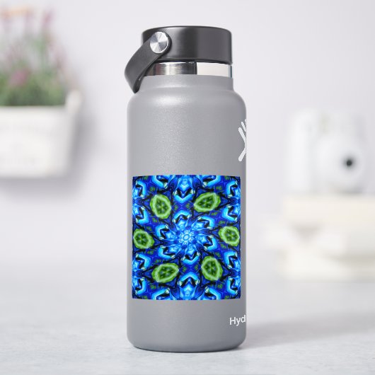 Abstract blauw Floral Patroon Sticker (HydroFlask)