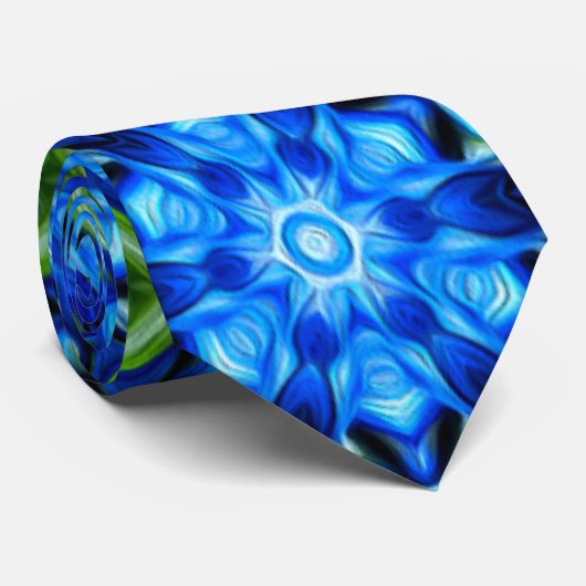 Abstract blauw Floral Patroon Stropdas (Opgerold)