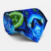 Abstract blauw Floral Patroon Stropdas (Opgerold)
