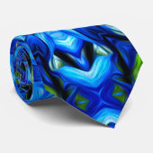 Abstract blauw Floral Patroon Stropdas (Opgerold)