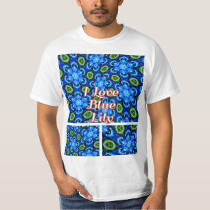 Abstract blauw Floral Patroon T-shirt