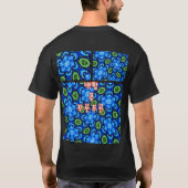Abstract blauw Floral Patroon T-shirt (Achterkant)