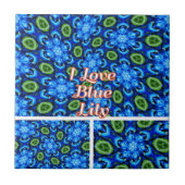 Abstract blauw Floral Patroon Tegeltje (Voorkant)