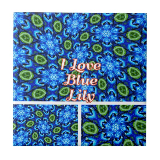 Abstract blauw Floral Patroon Tegeltje (Voorkant)
