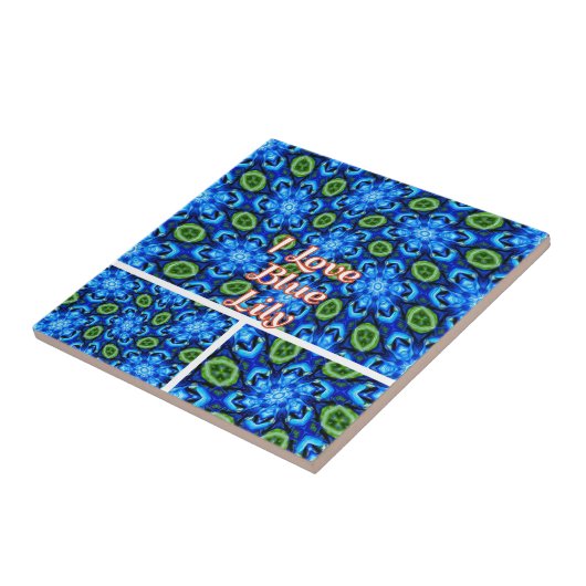 Abstract blauw Floral Patroon Tegeltje (Zijkant)