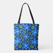 Abstract blauw Floral Patroon Tote Bag (Achterkant)