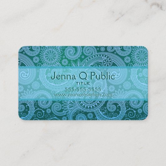 Abstract blauw Floral Patroon Visitekaartje (Voorkant)