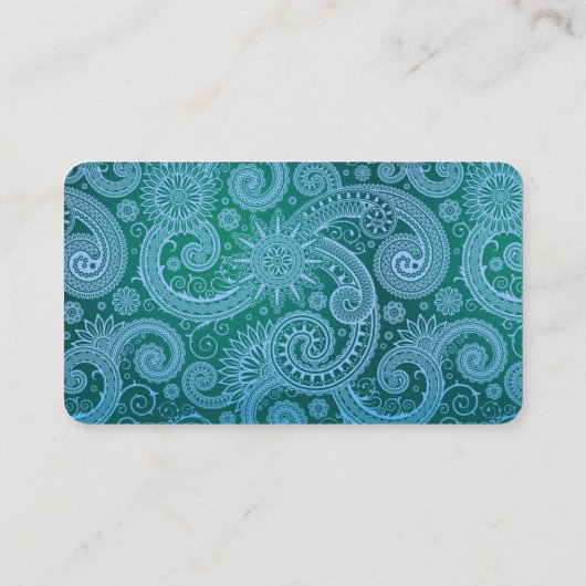 Abstract blauw Floral Patroon Visitekaartje (Achterkant)