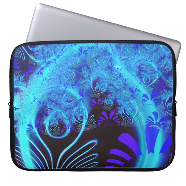 Abstract blauw floreel Natuur Patroon Fine Art bev Laptop Sleeve (Voorkant)